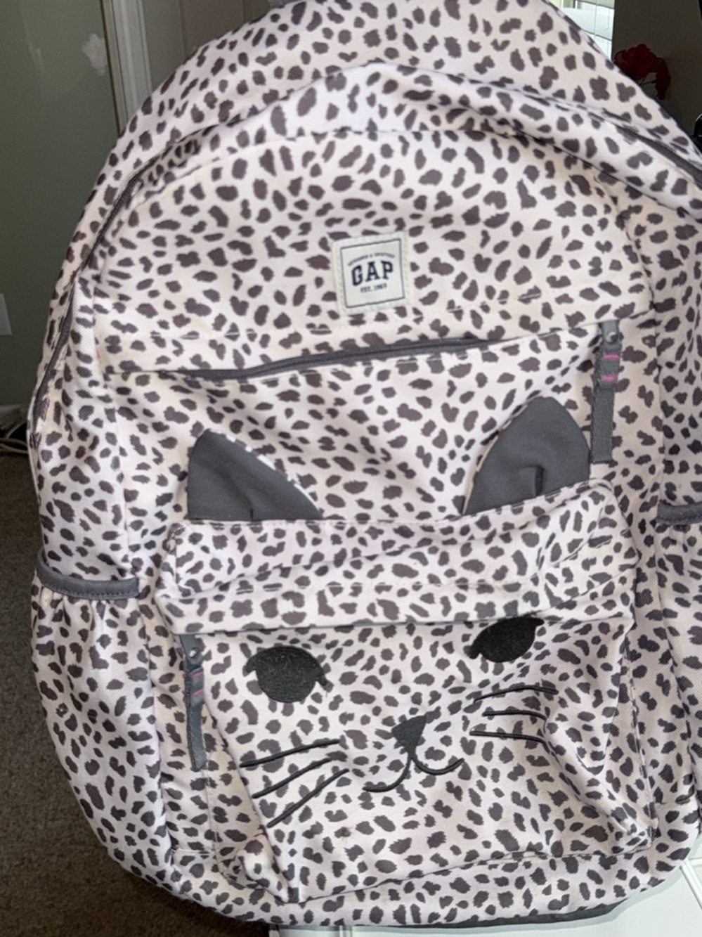 GAP Kids Pink Leopard Cat Print Backpack
